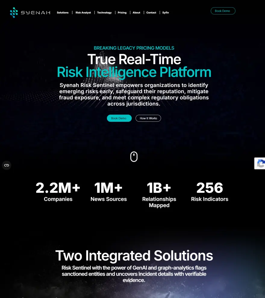 Homepage of syenah.ai